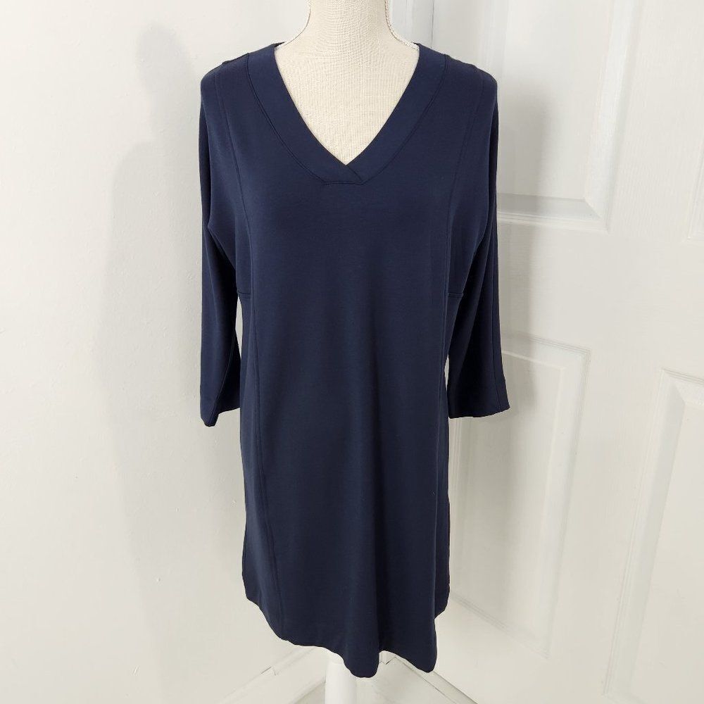 J Jill Tunic Top Womens XS Blue Tranquility Fleece Ballet Sleeves Mini Dress NWT